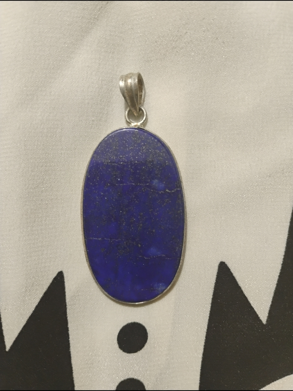 Lapis Lazuli Oval Sterling Silver Pendant - Deep Blue